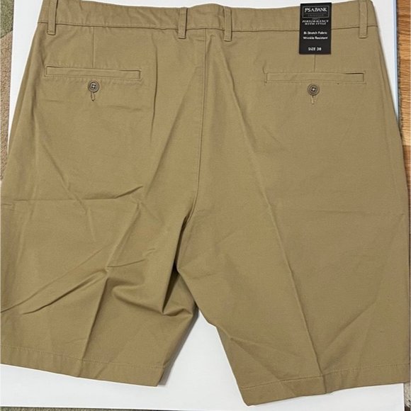 Jos A Bank Tan Sz 38 R Traveler Collection Tailored Fit Flat Front Twill Shorts - Picture 3 of 5